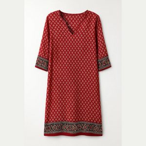 Red international looking print Women's sheath dress